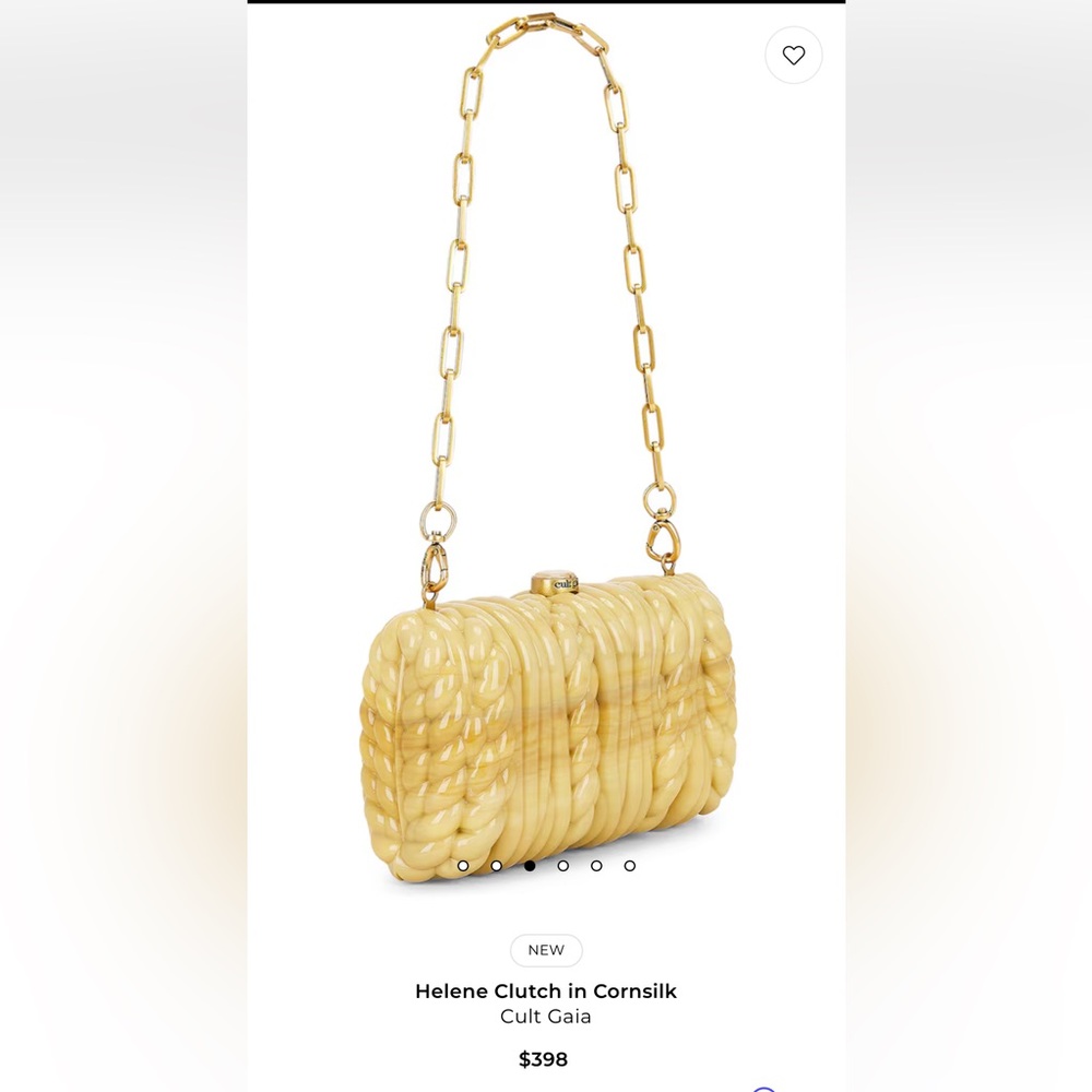 Cult Gaia $398 Helene Cornsilk Acrylic Clutch Shoulder Bag Gold Chain NWT - Picture 2 of 11